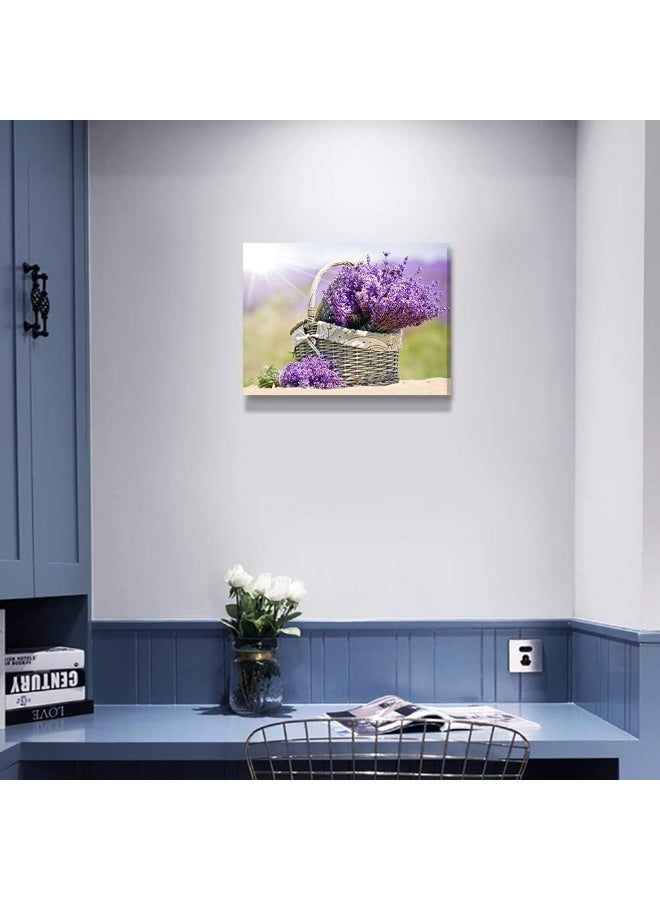 DZRWUBHS Bedroom Wall Decor Canvas Wall Art for Kitchen Modern Wall Decorations for Bathroom Family Dining Room Abstract Paintings Canvas Art Purple Lavender Flowers Wall Pictures Artwork Home Decoration - Image 2