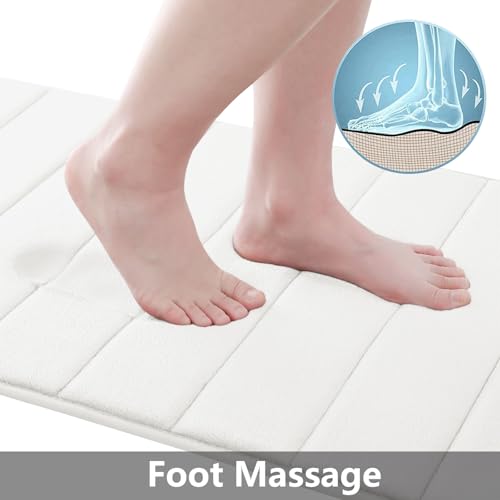 Buganda Memory Foam Bath Mat, 24" x 16", Ultra Soft and Non-Slip Bathroom Rugs, Water Absorbent and Machine Washable Bath Rug for Bathroom, Shower, and Tub, Ivory - Image 2