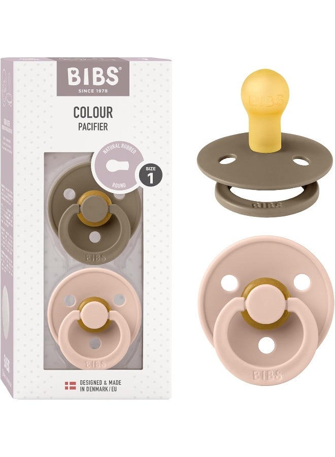 BIBS لهاية بيبس حجم 1 - للأطفال 0-6 أشهر (2 قطع) - بلّوط داكن ووردية - Image 1