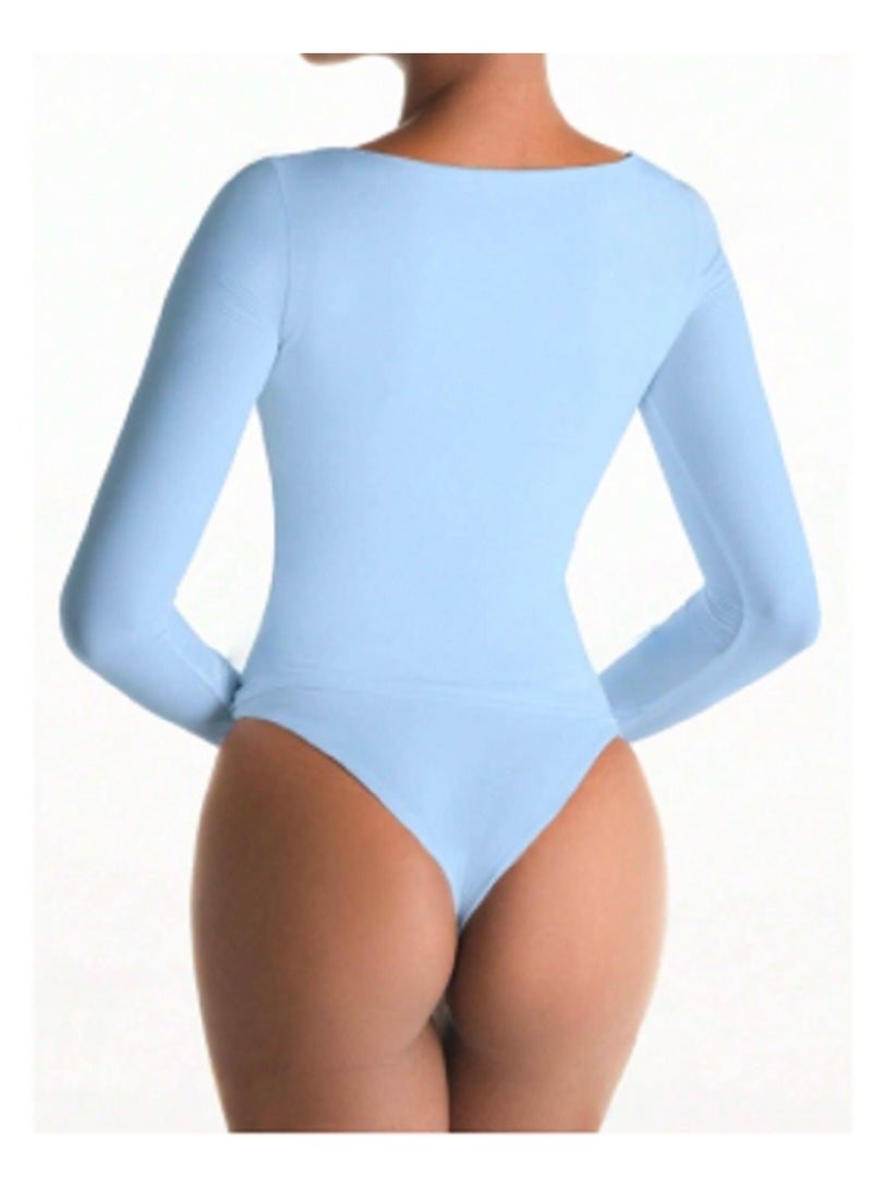 بلوزة مانيكان النسائية القصيرة بأكمام طويلة ورقبة على شكل حرف V أنيقة وقصّة ضيقة - Image 2