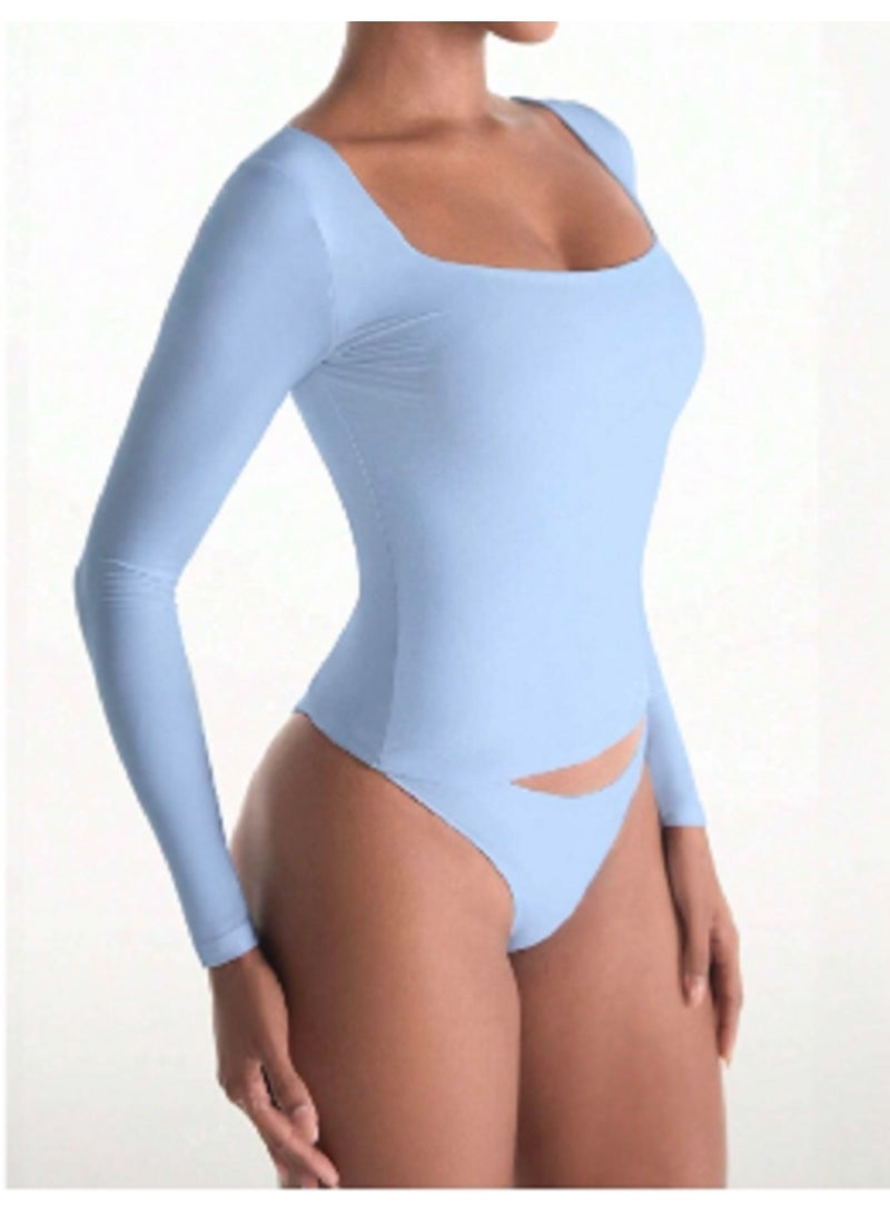 بلوزة مانيكان النسائية القصيرة بأكمام طويلة ورقبة على شكل حرف V أنيقة وقصّة ضيقة - Image 3