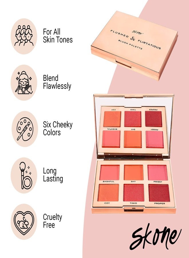 Skone Flushed & Flirtatious Make up Blush Palette - Blush Makeup as Eyeshadow, Blush, Highlighter in One Palette - Matte & Shimmer Glow of Pink & Peach Colors of Professional-grade Formula Cosmetics - Image 3