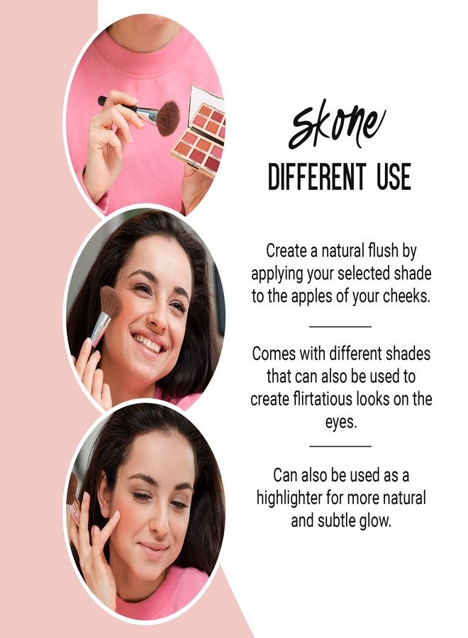 Skone Flushed & Flirtatious Make up Blush Palette - Blush Makeup as Eyeshadow, Blush, Highlighter in One Palette - Matte & Shimmer Glow of Pink & Peach Colors of Professional-grade Formula Cosmetics - Image 4