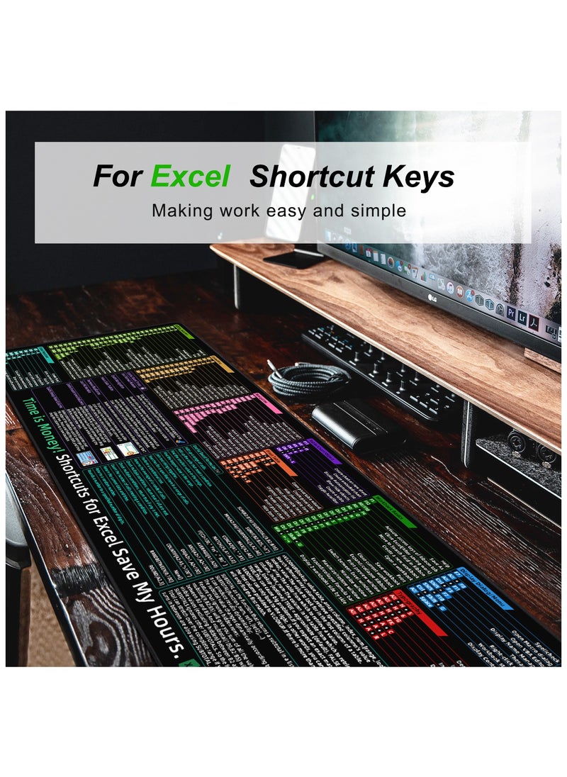 إكسوفيب لوحة ماوس Excel Shortcuts ممتدة للمكتب مع حواف مخيطة وقاعدة غير قابلة للانزلاق ولوحة مفاتيح كبيرة الحجم للمكتب 900 × 300 مم إصدار مطور  - Image 5