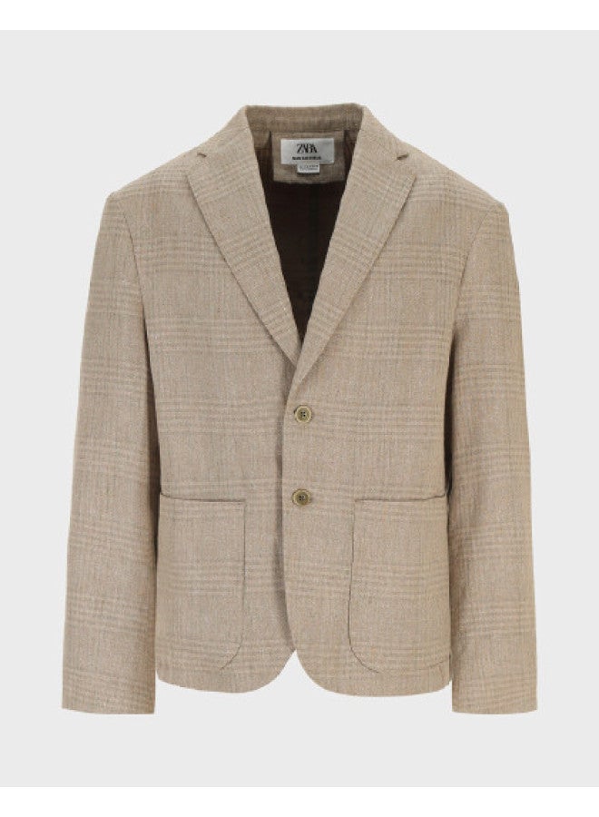 Zara Men's Stylish Commute Versatile Minimalist Light Comfort Check Long Sleeve Suit Jacket - Image 1