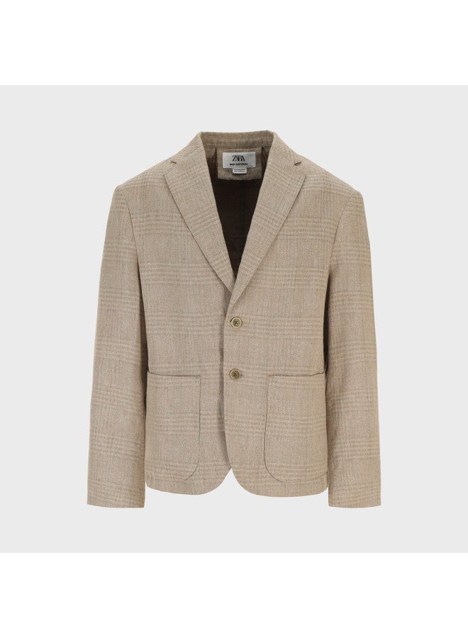 Zara Men's Stylish Commute Versatile Minimalist Light Comfort Check Long Sleeve Suit Jacket - Image 2