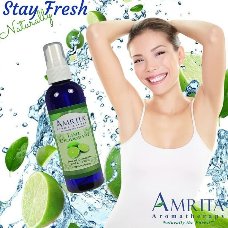 Amrita Aromatherapy Organic Lime Deodorant Spray, Paraben-Free Body Odor Eliminator, Essential Oil Blend, 4 oz.