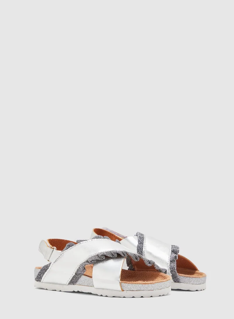 Colors of California Youth Frill Detail Strap Sandal