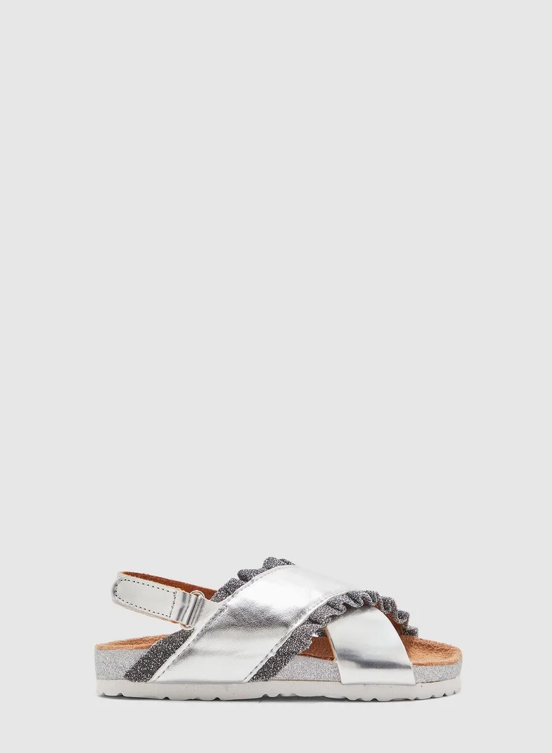 Colors of California Youth Frill Detail Strap Sandal