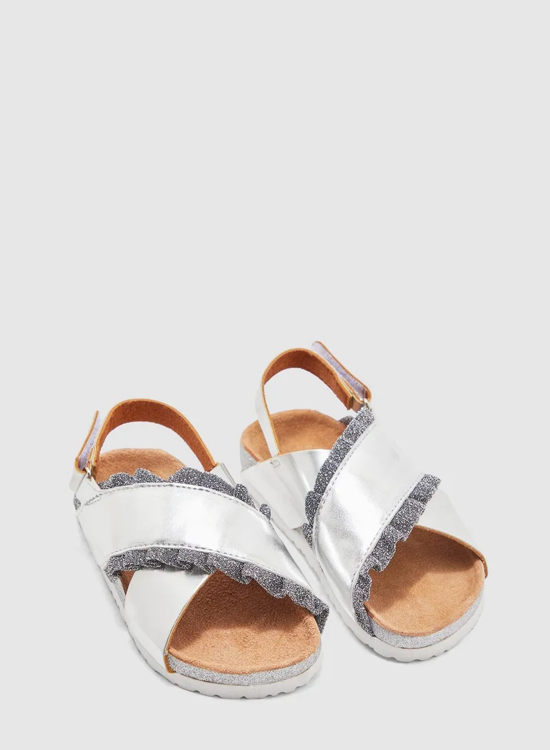 Colors of California Youth Frill Detail Strap Sandal