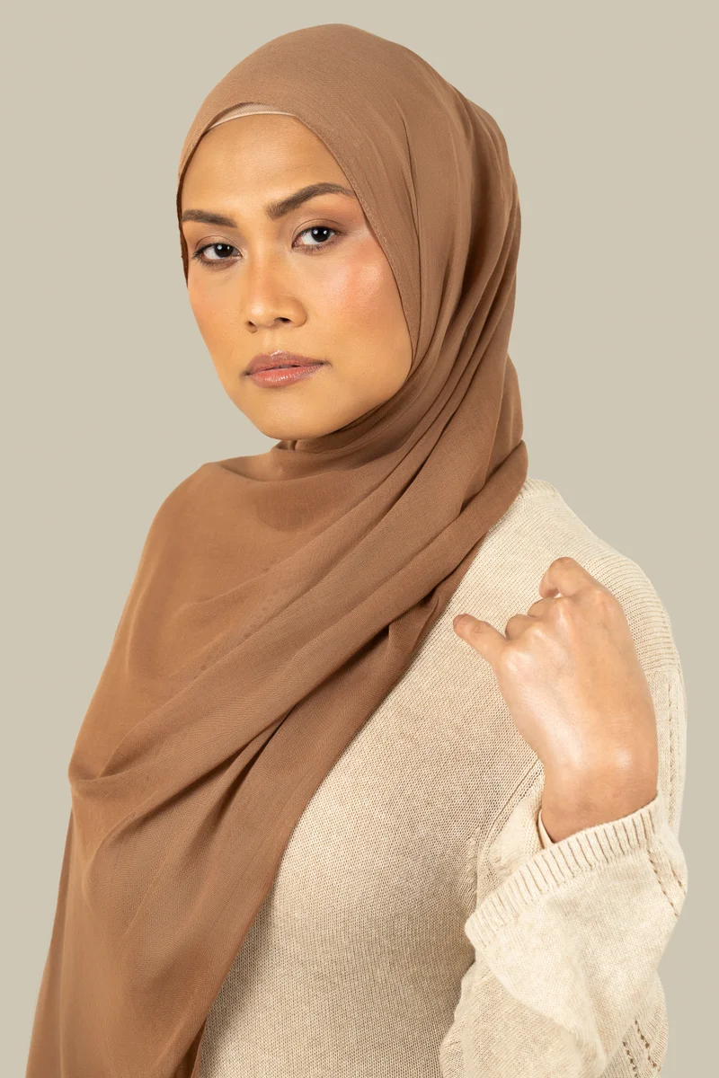 silqrose Earthy Peach Cotton Modal Hijab