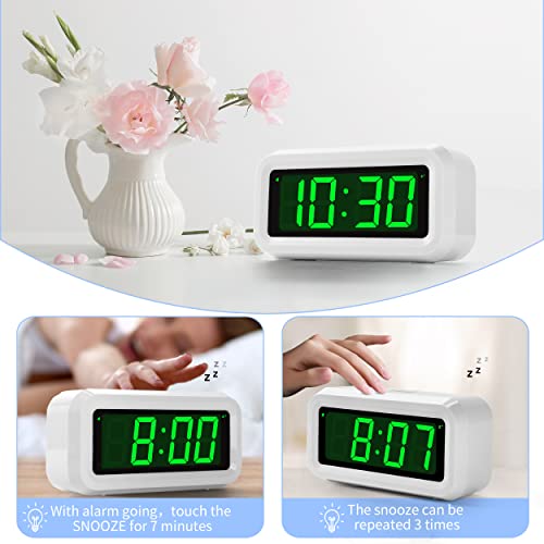 KWANWA 12 Inch Large Display Digital Alarm Clock for Kids & Adults, Dimmable LED Clock with Adjustable Brightness, Easy Snooze, Battery Operated Cordless Desk Clock for Bedroom, Kitchen, (White - Image 5