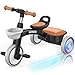 SEREED Colorful Lighting Toddler Tricycle for 25 Years Old Boys Adjustable SeatHandlebar Trike Removable Basket Birthday Gift Idea for Kids Ages 2 Black - Image 3