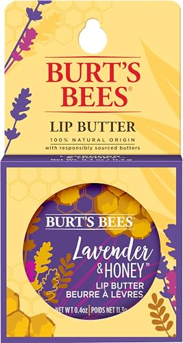 Burt's Bees زبدة الشفاه الطبيعية 100% من Burt's Bees مع زبدة الشيا والكاكاو المرطبة، اللافندر والعسل، 1 علبة - Image 1