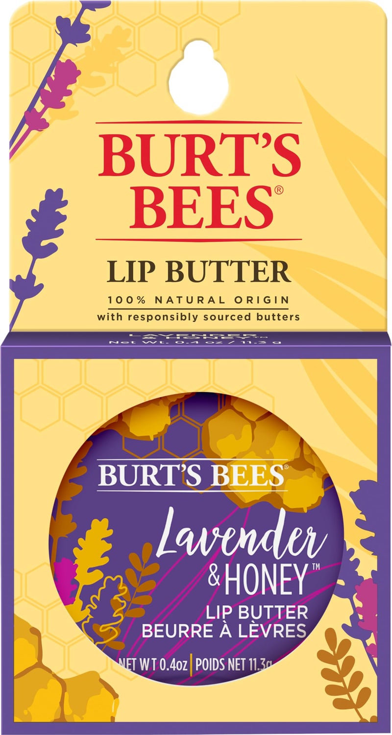 Burt's Bees زبدة الشفاه الطبيعية 100% من Burt's Bees مع زبدة الشيا والكاكاو المرطبة، اللافندر والعسل، 1 علبة - Image 2