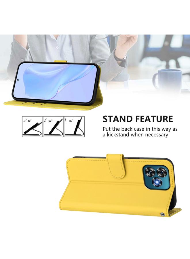 S-TOP Case For Oukitel C53 Skin Feel Solid Color Leather Phone Case with Lanyard - Image 3