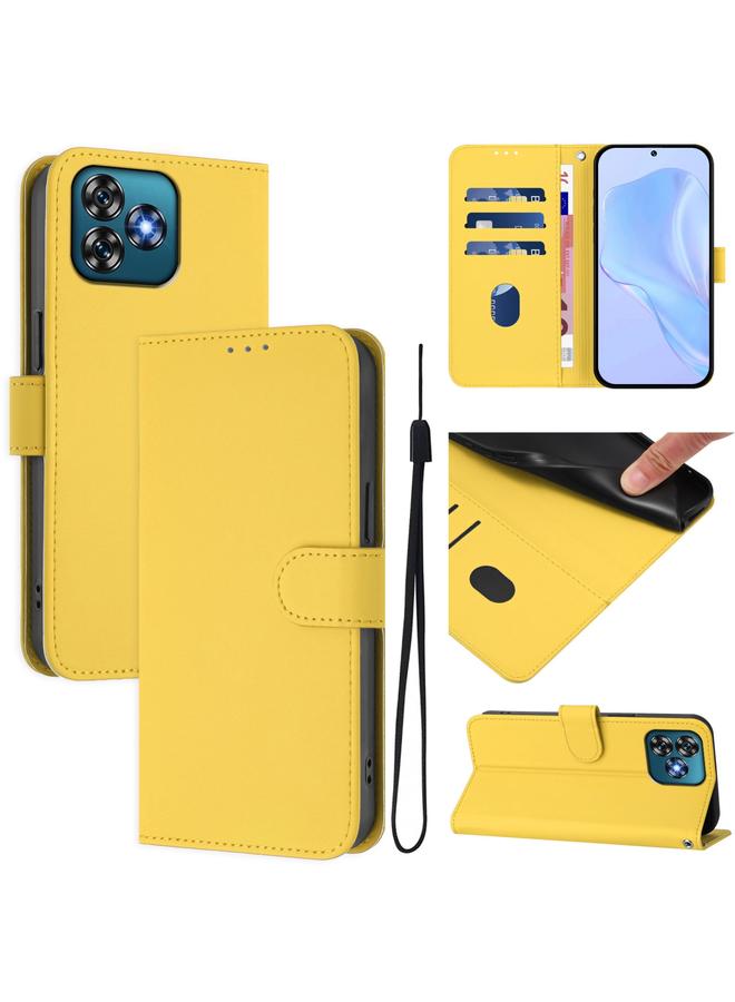 S-TOP Case For Oukitel C53 Skin Feel Solid Color Leather Phone Case with Lanyard - Image 1