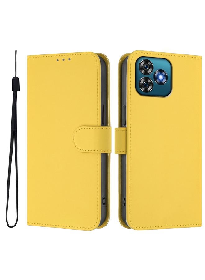 S-TOP Case For Oukitel C53 Skin Feel Solid Color Leather Phone Case with Lanyard - Image 2