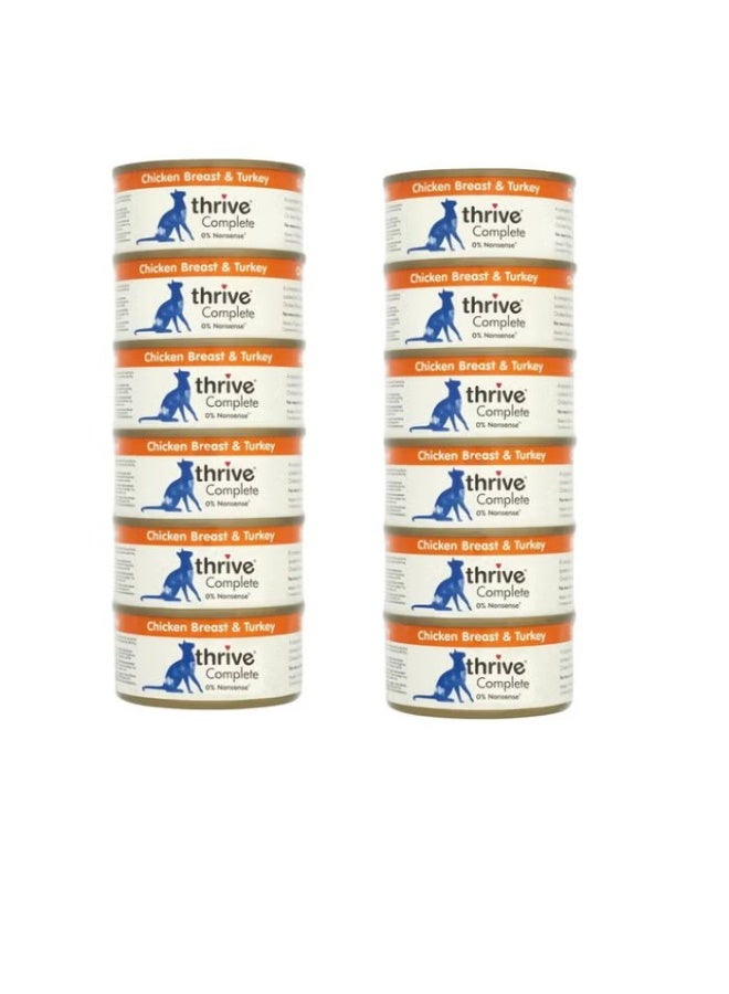 THRIVE 12PCS Piece Complete Chicken And Turkey Cat Wet Food 75g - Image 2