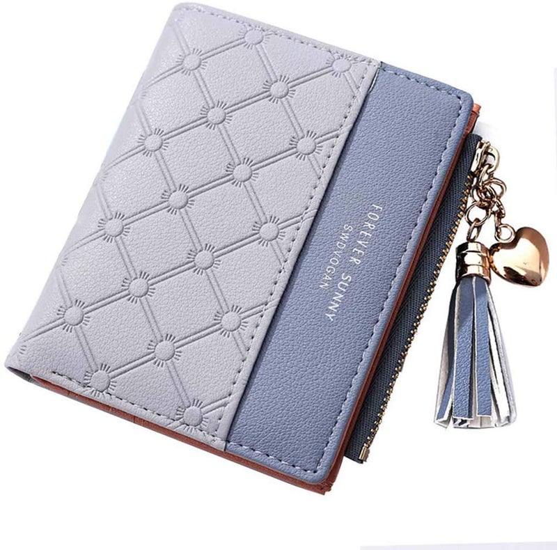 Valentoria Womens Small Wallet Mini Purse Bifold Slim Card Case Holder Zipper Coin Pocket Girls Cute Tassels & Love Wallets - Image 1