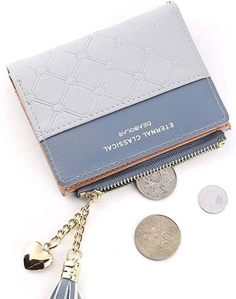 Valentoria Womens Small Wallet Mini Purse Bifold Slim Card Case Holder Zipper Coin Pocket Girls Cute Tassels & Love Wallets - Image 3