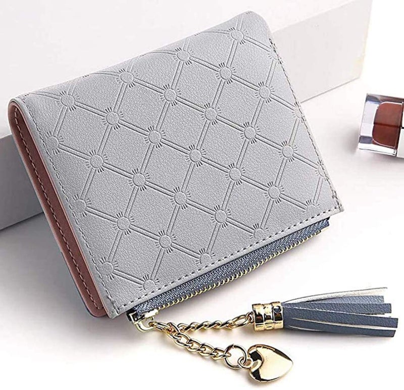Valentoria Womens Small Wallet Mini Purse Bifold Slim Card Case Holder Zipper Coin Pocket Girls Cute Tassels & Love Wallets - Image 4