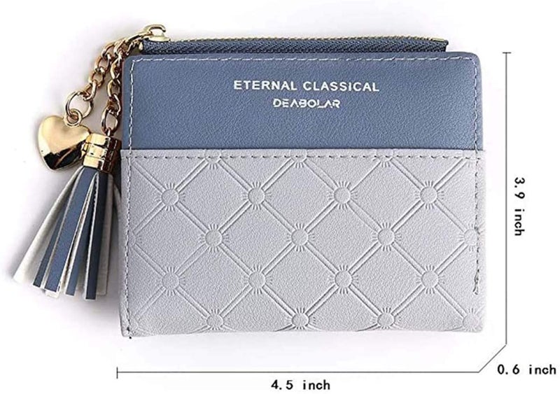 Valentoria Womens Small Wallet Mini Purse Bifold Slim Card Case Holder Zipper Coin Pocket Girls Cute Tassels & Love Wallets - Image 5