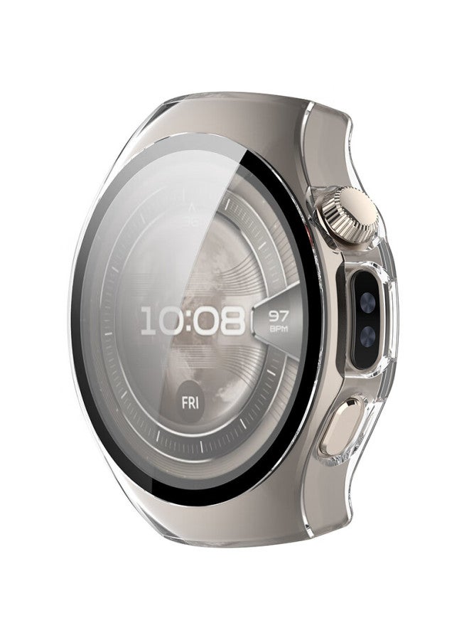 Kmaxai Compatible With Huawei Watch 5 42mm Dial Protective Film + Hard Case, Integrated Full Protection Cover, Screen Film Anti-scratch Anti-fingerprint Shatterproof Tempered Glass Film, Transparent - Image 1
