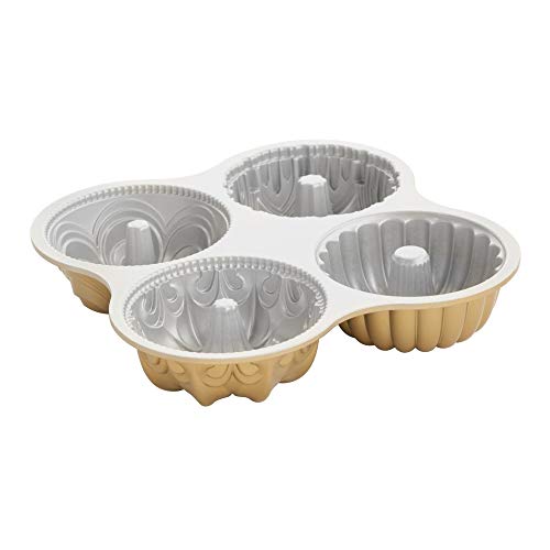 Nordic Ware 91377 Nordicware 9 Cup Bundt Quartet Pan, Gold - Image 1