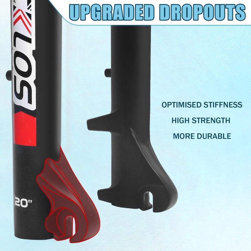 BUCKLOS 20 inch 4.0 Fat Tire Bike Suspension Fork, 180mm Travel 135mm Spacing Hub 9mm QR Ebike Oil MTB Fat Fork, Double Crown 1-1/8 Straight Electric Bicycle Front Fork, Snow Beach Mountain Bike - Image 5