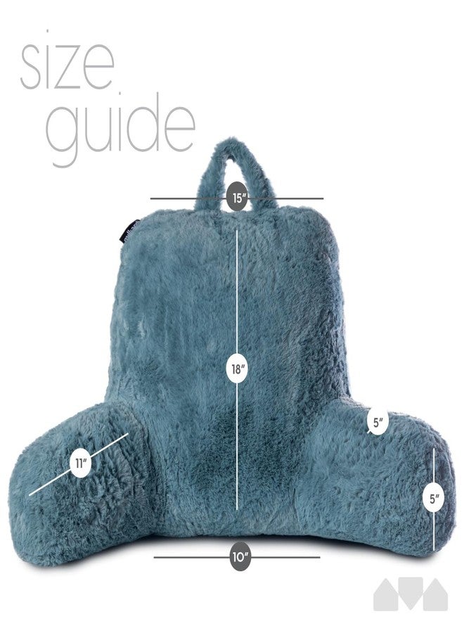 Milliard Reading Pillow, Sit Up Pillow for Bed, Back Rest Pillow, with Faux Fur, Removable Cover, 8x15 inches, Made with Shredded Memory Foam (Light Grey) - Image 3