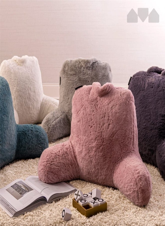 Milliard Reading Pillow, Sit Up Pillow for Bed, Back Rest Pillow, with Faux Fur, Removable Cover, 8x15 inches, Made with Shredded Memory Foam (Light Grey) - Image 5