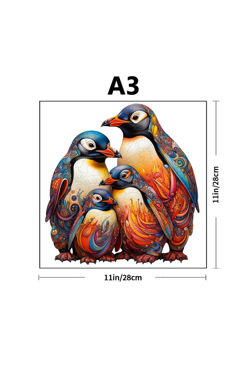 erorex Z099-A3 Wooden Puzzle Penguin Exquisite Gift Box with Irregular Shaped Animal Puzzle Gifts for Famil