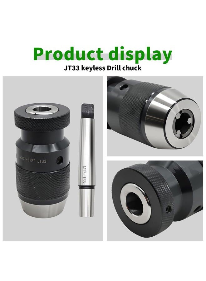 Yunnergo 1/32"- 5/8" Super Heavy Duty Drill Press Chuck with MT2-JT33 Drill Chuck Arbor, Self-tightening Keyless JT33 Mount (Drill Chuck with Arbor) - Image 4