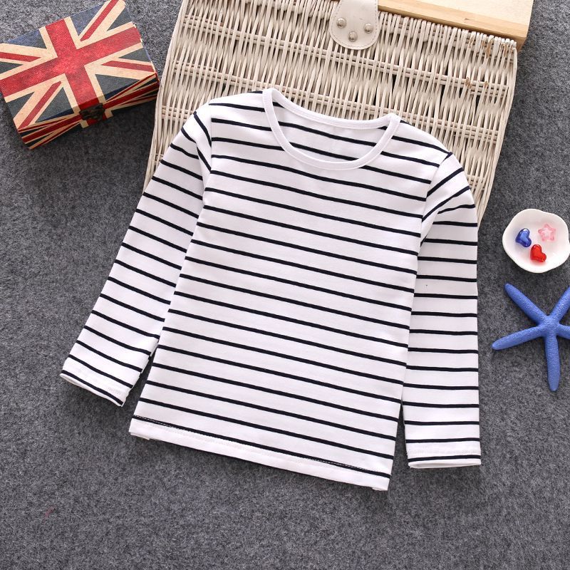 Doll Collar Bottoming Shirt T-Shirt Infant Girl Baby Cotton Baby Lapel 0-6 Years Old Long Sleeve T White Inner Wear - Image 1