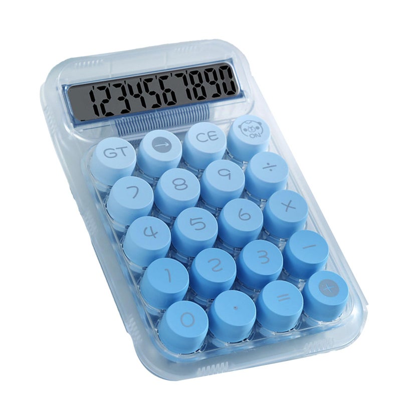 Blue Desktop Calculator 12 Digit Large Display Semitransparent Buttons for Office School Students - Image 3