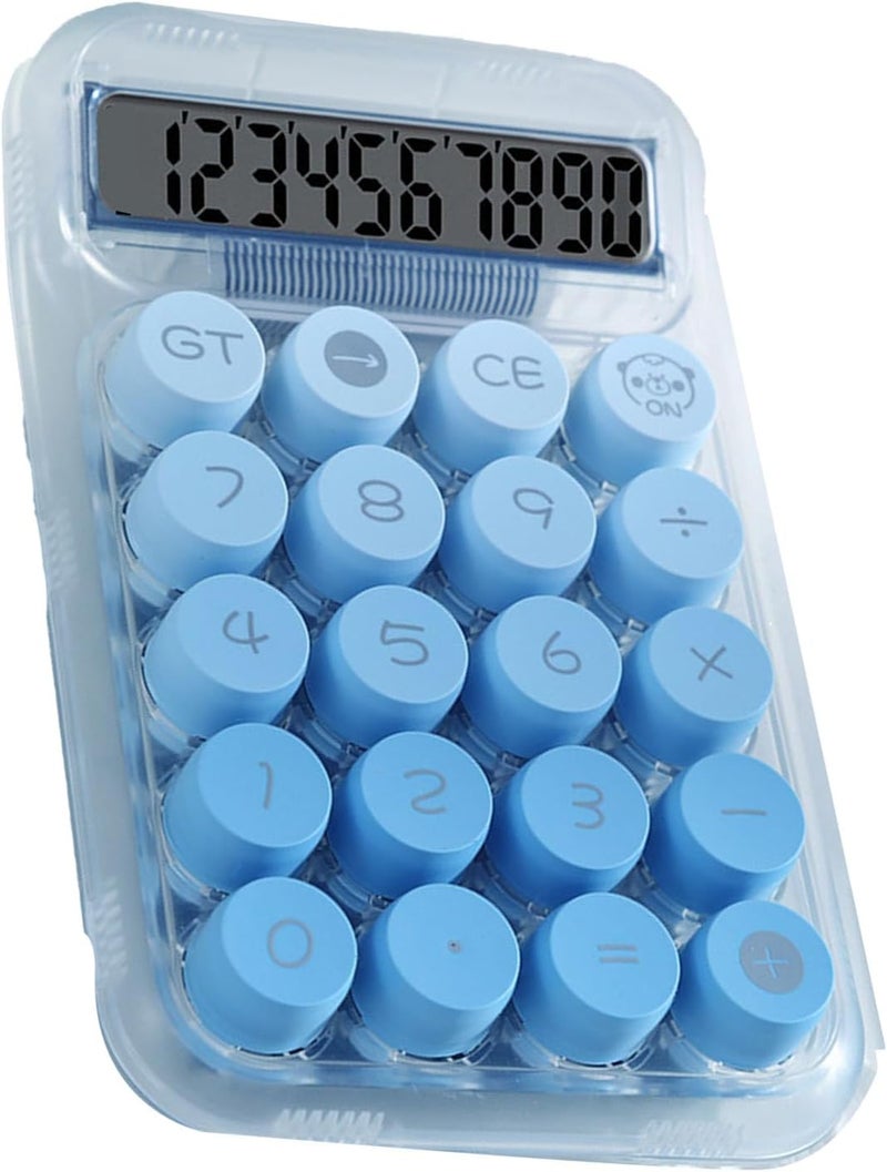 Blue Desktop Calculator 12 Digit Large Display Semitransparent Buttons for Office School Students - Image 1