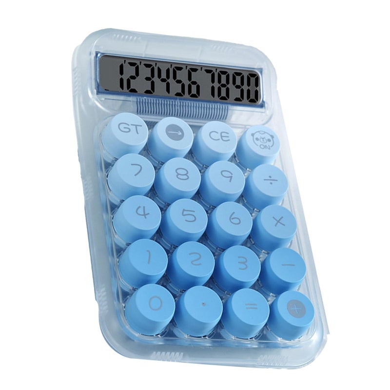 Blue Desktop Calculator 12 Digit Large Display Semitransparent Buttons for Office School Students - Image 2
