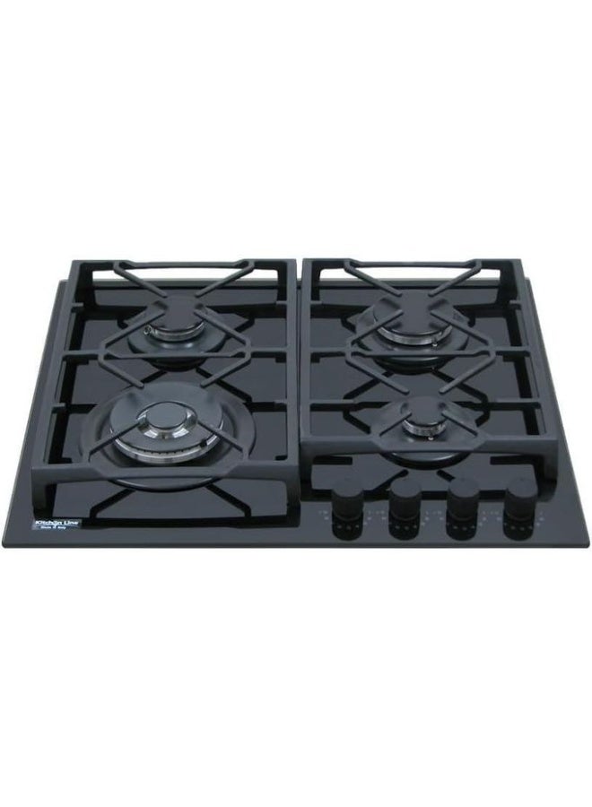 كيتشن لاين موقد كيتشن لاين غاز مدمج - 4 شعلات - زجاج سيراميك أسود - 60 سم - ZP.PRE4014 - Image 1