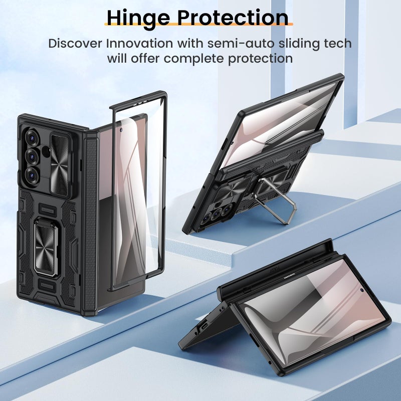 VEGO for Galaxy-Z-Fold-7-Case: Samsung Z Fold 7 Case with Slide Camera Cover & Screen Protector Built-in 360Â° Kickstand Full-Body Drop Protection Rugged Case for Samsung Galaxy Fold7 5G 2025 -Black - Image 3