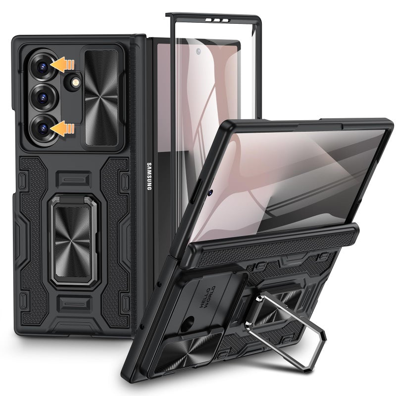 VEGO for Galaxy-Z-Fold-7-Case: Samsung Z Fold 7 Case with Slide Camera Cover & Screen Protector Built-in 360Â° Kickstand Full-Body Drop Protection Rugged Case for Samsung Galaxy Fold7 5G 2025 -Black - Image 1