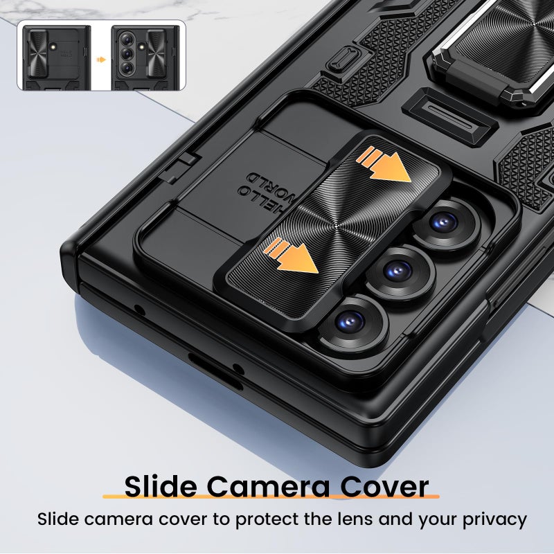 VEGO for Galaxy-Z-Fold-7-Case: Samsung Z Fold 7 Case with Slide Camera Cover & Screen Protector Built-in 360Â° Kickstand Full-Body Drop Protection Rugged Case for Samsung Galaxy Fold7 5G 2025 -Black - Image 4