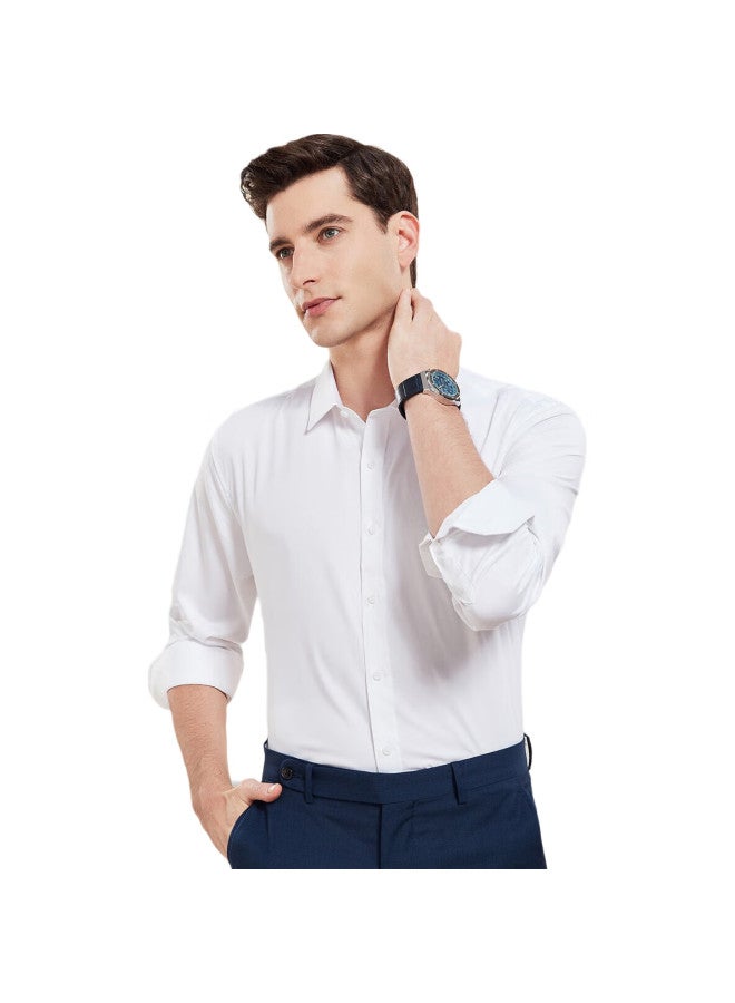 ROMON Long-Sleeve Shirt For Men, Business Wrinkle-Free Dress Shirt, Elastic Undershirt, Jacket, Top, Dad'S Outfit, Rcs1, White, 2Xl - Image 3