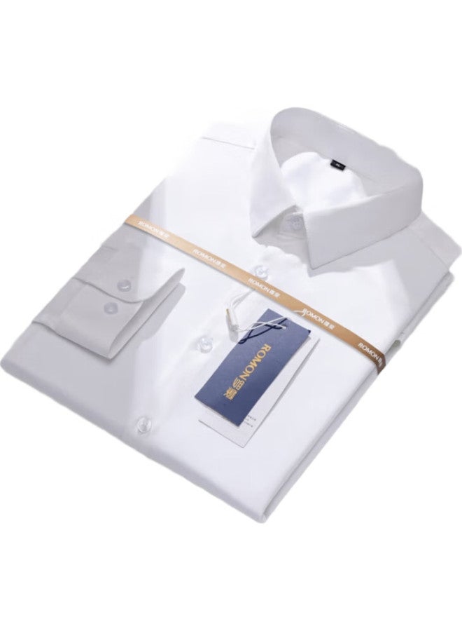 ROMON Long-Sleeve Shirt For Men, Business Wrinkle-Free Dress Shirt, Elastic Undershirt, Jacket, Top, Dad'S Outfit, Rcs1, White, 2Xl - Image 1