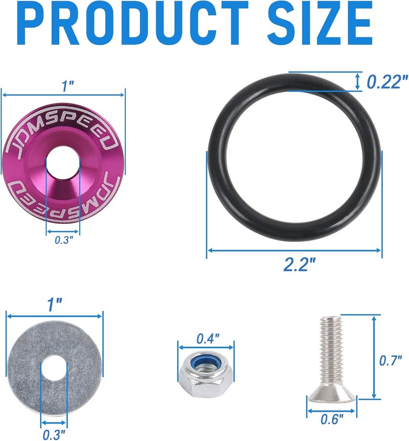 JDMSPEED Purple Universal CNC Billet Bumper Trunk Quick Release Fastener Kit All temp range compatible build - Image 3