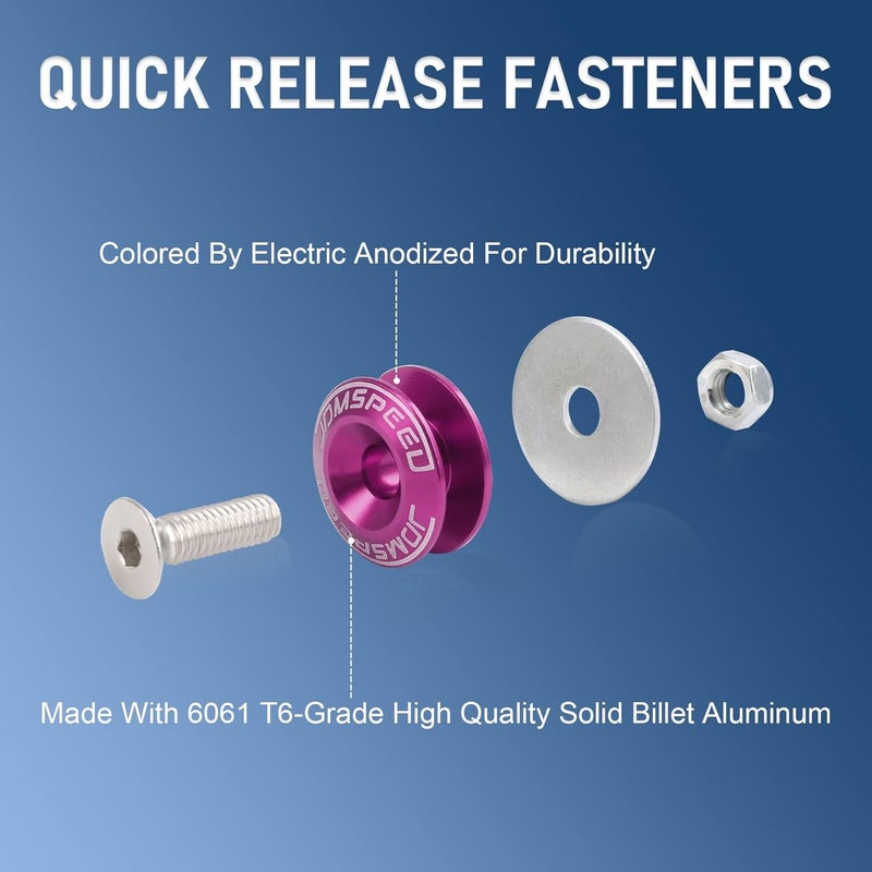 JDMSPEED Purple Universal CNC Billet Bumper Trunk Quick Release Fastener Kit All temp range compatible build - Image 2