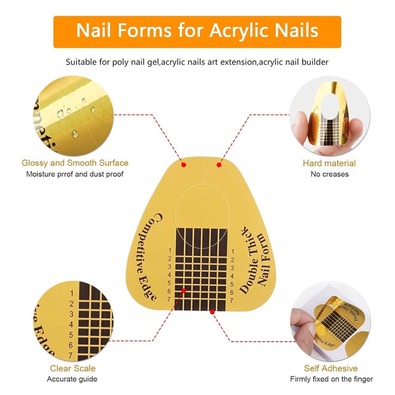 Yokilly Nail Forms for Acrylic Nails, 100PCS Nail Forms for Polygel Nail Tips Guide, Nail Forms For Builder Gel, Nail Forms Roll for Salon Nail Former Stickers with Numbers Marked for Nail Art DIY - Image 2