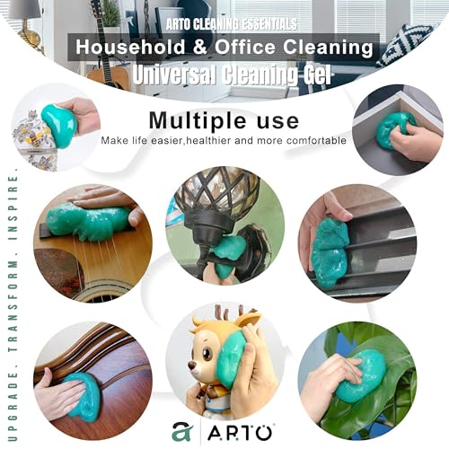 Arto Multipurpose Re-Usable Slime Gel Putty for Dirt, dust Cleaning for Home Windows, Gaps, car Interior, pc,Laptop,Keyboards,Mobile Phones, Earphones and Gadgets (Multicolor) (Pack of 3) - Image 2