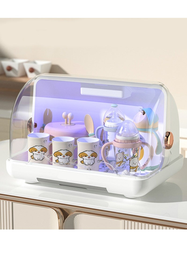 XiuWoo Large Baby Bottle Drying Rack, Bottle Storage Holder, Nursing Bottle Storage Box Organizer, Kitchen Dish Holder, Bottle Sterilizer with Cover, Ultraviolet Disinfection, Drying Rack  - Image 1
