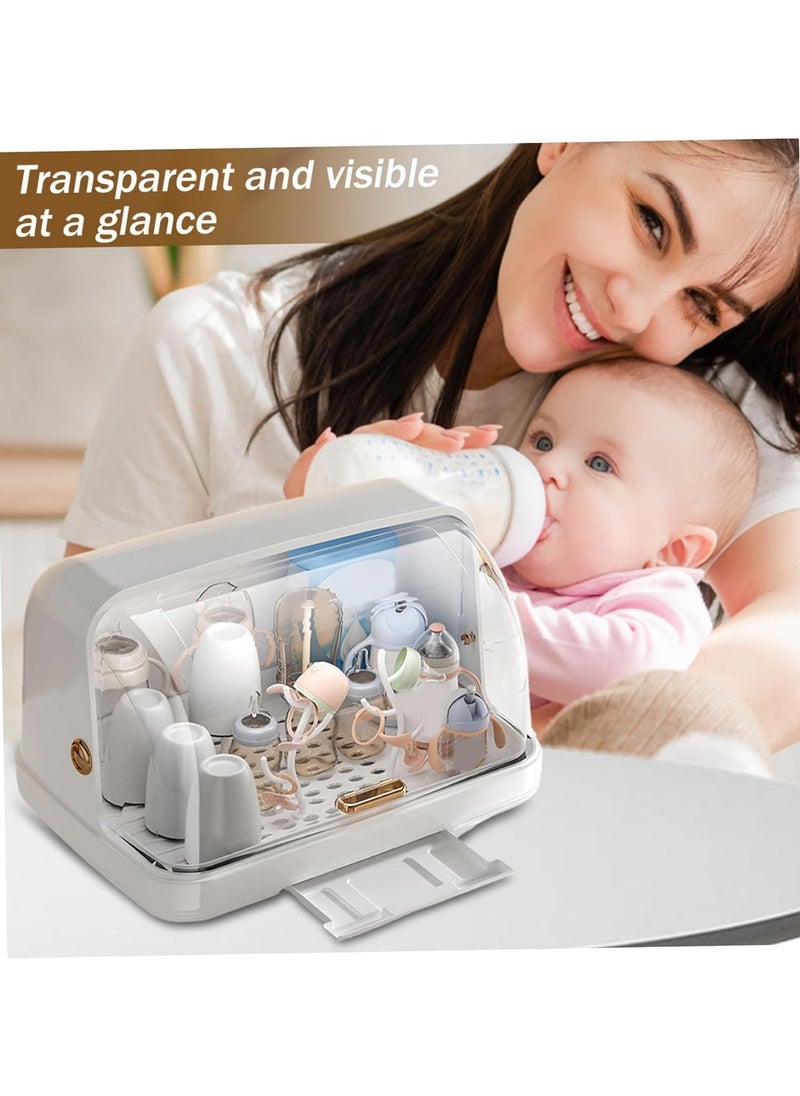 XiuWoo Large Baby Bottle Drying Rack, Bottle Storage Holder, Nursing Bottle Storage Box Organizer, Kitchen Dish Holder, Bottle Sterilizer with Cover, Ultraviolet Disinfection, Drying Rack  - Image 3